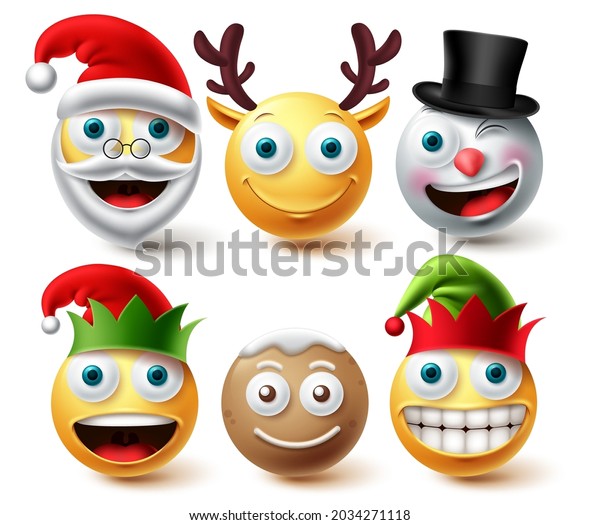 Christmas Emoji Vector Set Emojis Xmas Stock Vector (Royalty Free ...