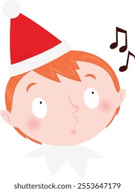 Christmas emoji: Whistling elf boy.