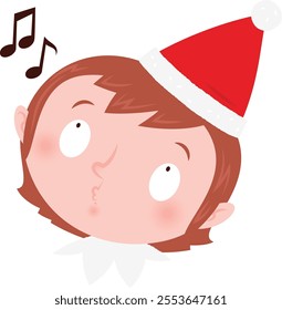 Christmas emoji: Whistling elf girl.