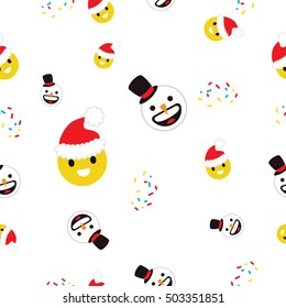 Christmas emoticon seamless pattern on white
