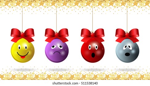 Christmas emoticons with red bows