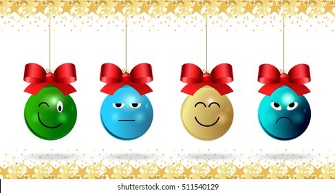 Christmas emoticons with red bows