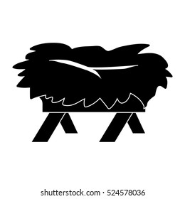 Christmas Empty Jesus Manger Vector Silhouette Icon Symbol Design. Vector Christmas illustration isolated on white background