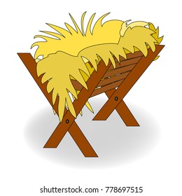 Christmas Empty Jesus Manger Vector Icon Symbol Design. Vector Christmas illustration isolated on white background