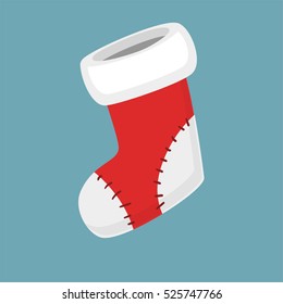 Christmas empty red socks Icon Vector Illustration in modern flat and simple style. Good for motion design