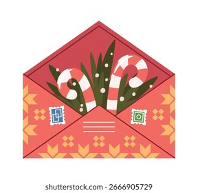 Christmas envelop with candy canes