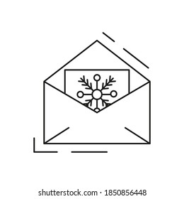 Christmas envelope icon on white background. Vector illustration.