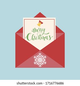 Christmas Envelope With A Lettering Style Flat