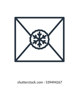 christmas envelope line web icon on white background