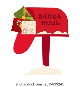 Christmas Envelope and Mailbox Illustrations. Happy New Year Holiday card