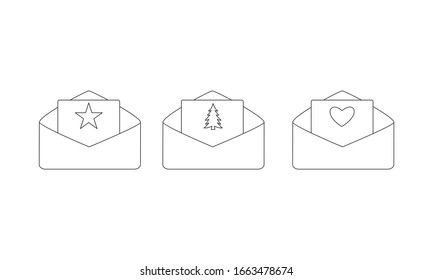 Christmas envelope with paper card icon