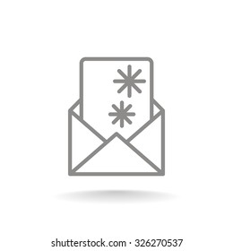 Christmas envelope with paper card icon.
