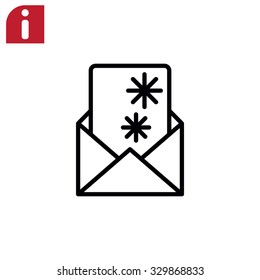 Christmas envelope with paper card icon.