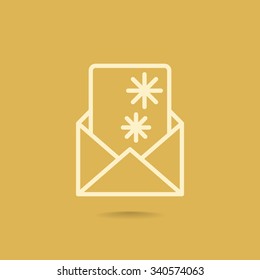 Christmas envelope with paper card icon.
