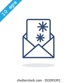 Christmas envelope with paper card icon.