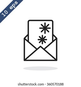 Christmas envelope with paper card icon.