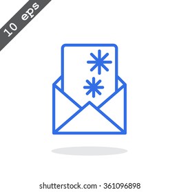 Christmas envelope with paper card icon.