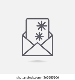 Christmas envelope with paper card icon.