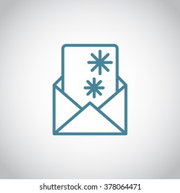 Christmas envelope with paper card icon.