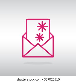 Christmas envelope with paper card icon.