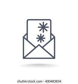Christmas envelope with paper card icon.