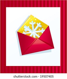 christmas envelope with snowflake on the holiday background