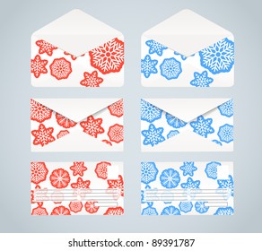 Christmas envelopes collection. Front, back and opened