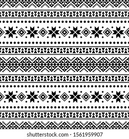 Christmas Ethnic Pattern On White Background. Ornament. Border. Seamless Sample.