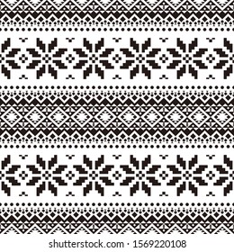Christmas Ethnic pattern on white background. Ornament. Border. It can be used as a background. Vector illustration.