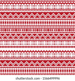 Christmas ethnic seamless patterns. Aztec geometric backgrounds. Stylish navajo fabric. Tribal background texture. Modern abstract wallpaper. Vector illustration.