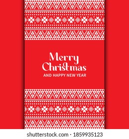 Christmas ethnic texture design vector with traditional motif design in red and white color