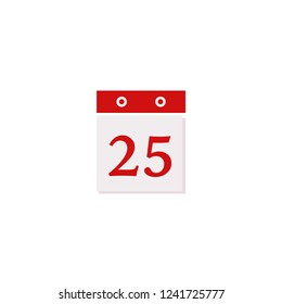 Christmas eve calendar flat vector icon