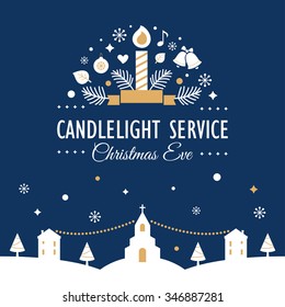 Christmas Eve Candlelight Service Invitation Card