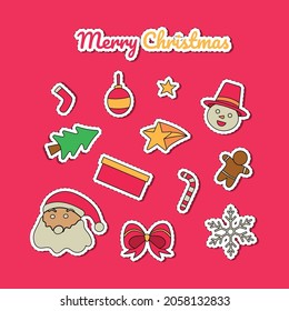 christmas eve celebration stickers pack vector illustration background.
