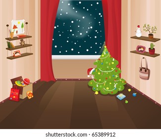 Christmas eve at nursery (vector version)