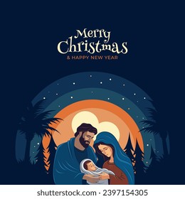 Christmas Eve scene. Birth of jesus christ. Merry Christmas. Holy Family