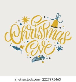 Texto vectorial de Nochebuena para las fiestas navideñas. Cartel de diseño, tarjeta de saludo, invitación a fiesta. Ilustración vectorial. 