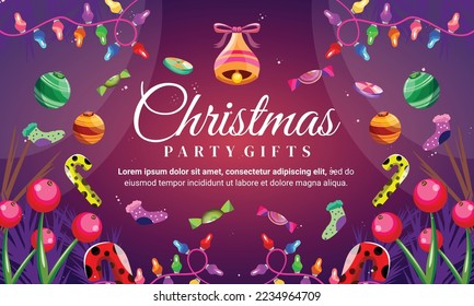 christmas event and christmas celebration banner with flat and gradient vector concept