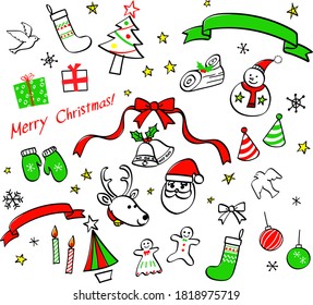 Christmas event hand drawn icon set
