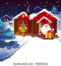 Christmas eve,snow night, hand drawn