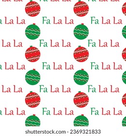 Christmas fa la la seamless pattern