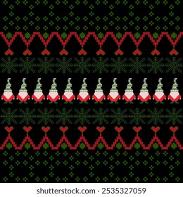 Christmas fabric pattern in pixel art style for a variety of uses on scarf blackboard, blankets, tablecloths, rugs and apparel pattern