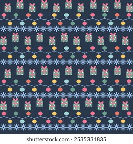 Christmas fabric pattern in pixel art style for a variety of uses on scarf blackboard, blankets, tablecloths, rugs and apparel pattern