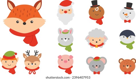 Christmas Face Characters Vector Art