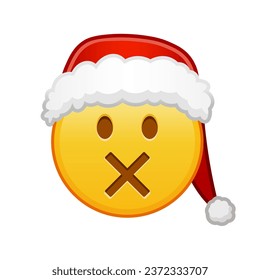 Christmas face with crossed-out mouth Large size of yellow emoji smile