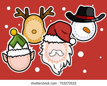 Christmas Face Mask Santa, Elf, Snowman, Reindeer