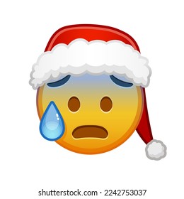 Christmas face with open mouth in cold sweat Large size of yellow emoji smile