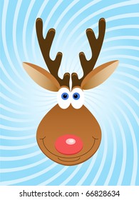 Christmas deerâ??s face over blue twirled background