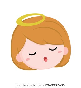 Christmas Faces Angel Character Cartoon Illustration Vector Clipart Sticker