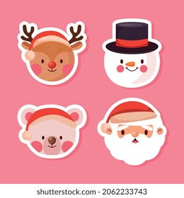 navidad se enfrenta a caracteres .vector ilustración